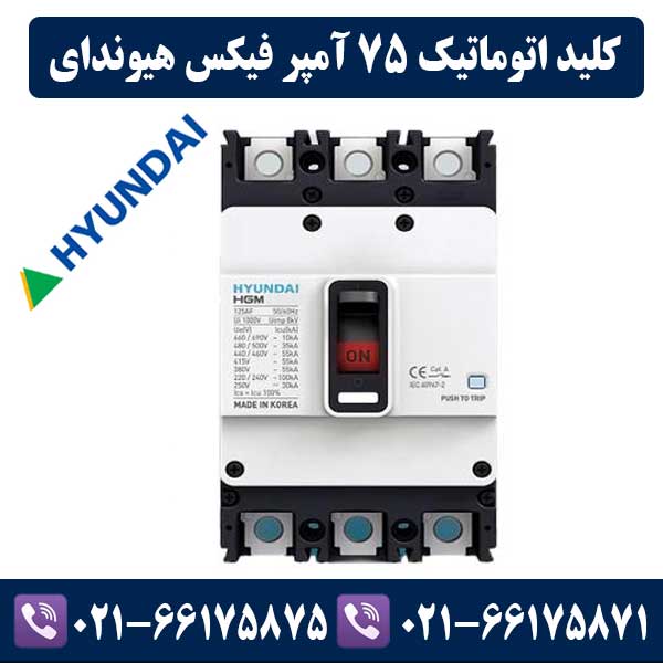 کلید اتوماتیک 75 آمپر فیکس هیوندای کلید اتوماتیک 75 آمپر غیر قابل تنظیم هیوندای